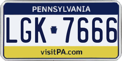 PA license plate LGK7666
