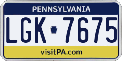 PA license plate LGK7675