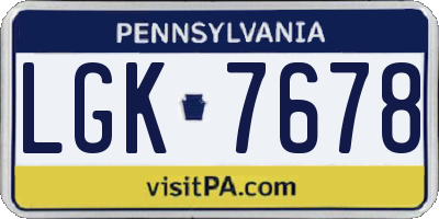 PA license plate LGK7678