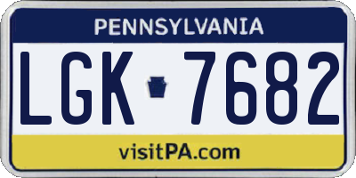 PA license plate LGK7682