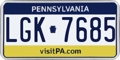 PA license plate LGK7685