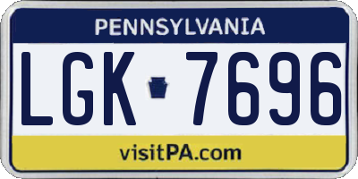 PA license plate LGK7696
