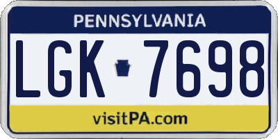 PA license plate LGK7698