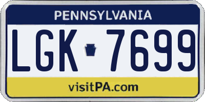 PA license plate LGK7699