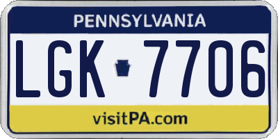 PA license plate LGK7706