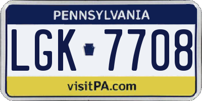 PA license plate LGK7708