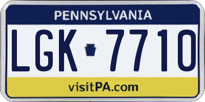 PA license plate LGK7710