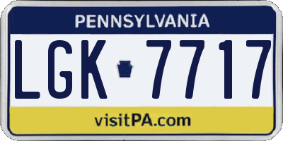 PA license plate LGK7717