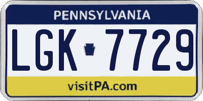 PA license plate LGK7729