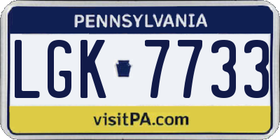 PA license plate LGK7733