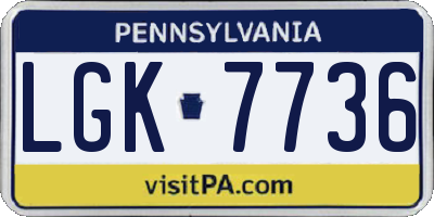 PA license plate LGK7736