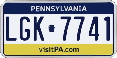 PA license plate LGK7741