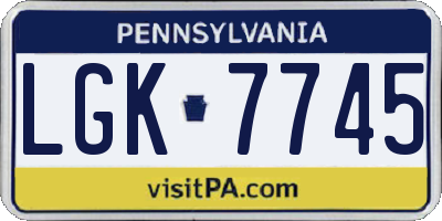 PA license plate LGK7745