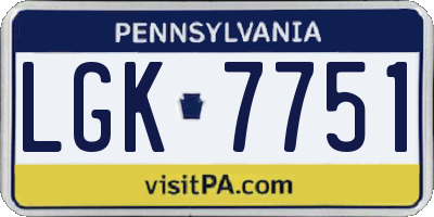 PA license plate LGK7751