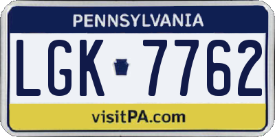 PA license plate LGK7762