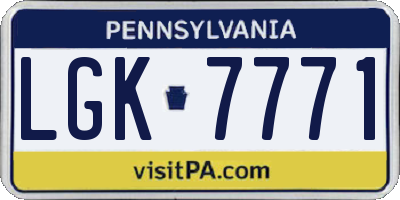 PA license plate LGK7771