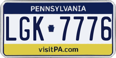 PA license plate LGK7776