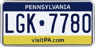 PA license plate LGK7780