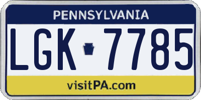 PA license plate LGK7785