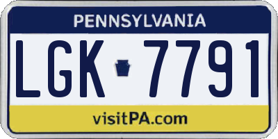 PA license plate LGK7791