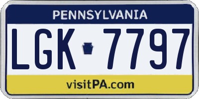 PA license plate LGK7797