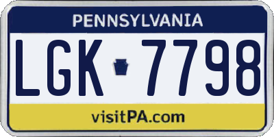 PA license plate LGK7798