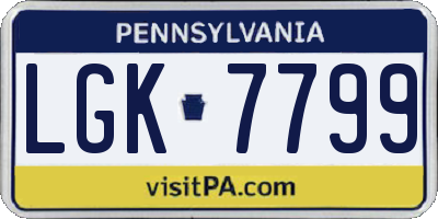 PA license plate LGK7799