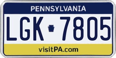 PA license plate LGK7805