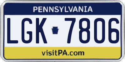 PA license plate LGK7806