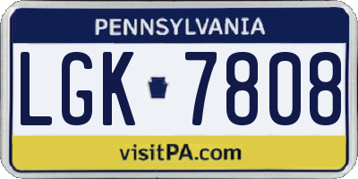 PA license plate LGK7808