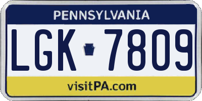 PA license plate LGK7809