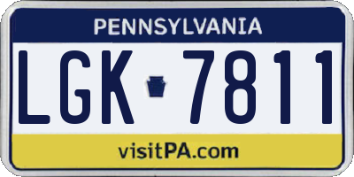 PA license plate LGK7811