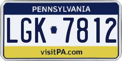 PA license plate LGK7812