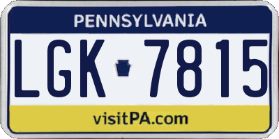 PA license plate LGK7815
