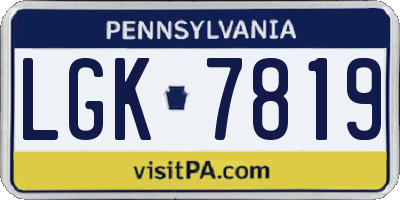 PA license plate LGK7819
