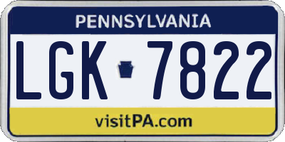 PA license plate LGK7822