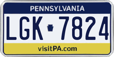 PA license plate LGK7824