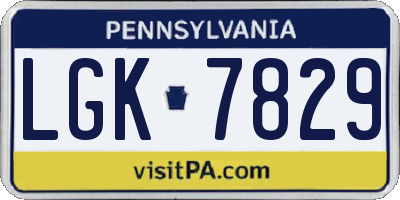 PA license plate LGK7829