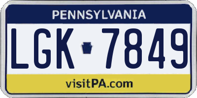 PA license plate LGK7849