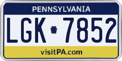 PA license plate LGK7852