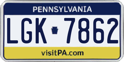 PA license plate LGK7862