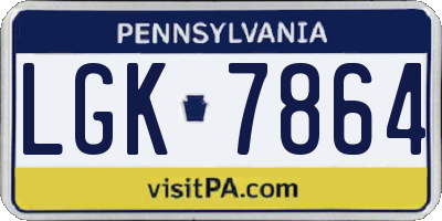 PA license plate LGK7864