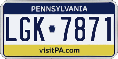 PA license plate LGK7871