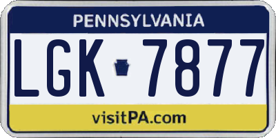 PA license plate LGK7877