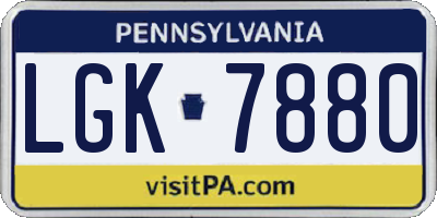 PA license plate LGK7880