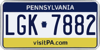 PA license plate LGK7882