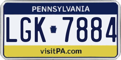 PA license plate LGK7884