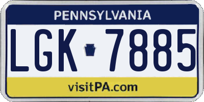 PA license plate LGK7885