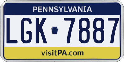 PA license plate LGK7887
