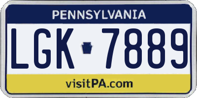 PA license plate LGK7889
